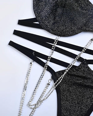 Lingerie brilhante com detalhe em strass