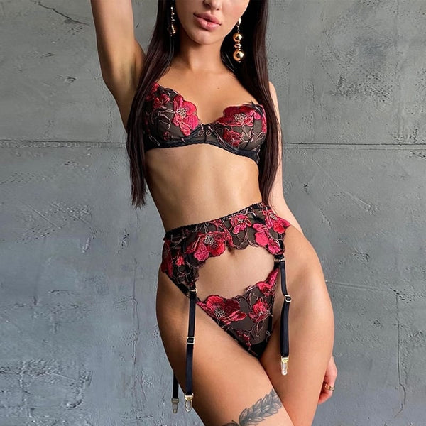 Lingerie Sexy com cinta liga