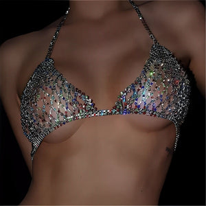 Sutiã Sexy de Metal com strass