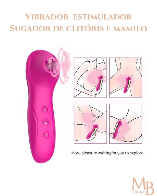 Vibrador Estimulador Sugador de clitóris e mamilo recarregável 10 frequências