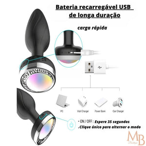 Plug Anal com 7 modos de vibração, controle remoto e à prova dágua