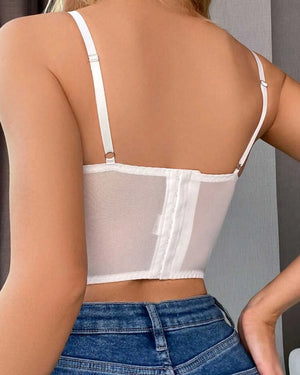 Cropped com bordado em rosas