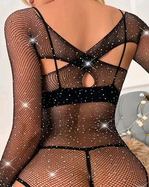 Body transparente com strass