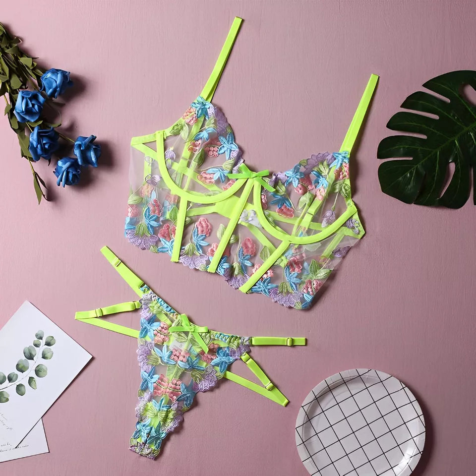 Lingerie bordado em flores