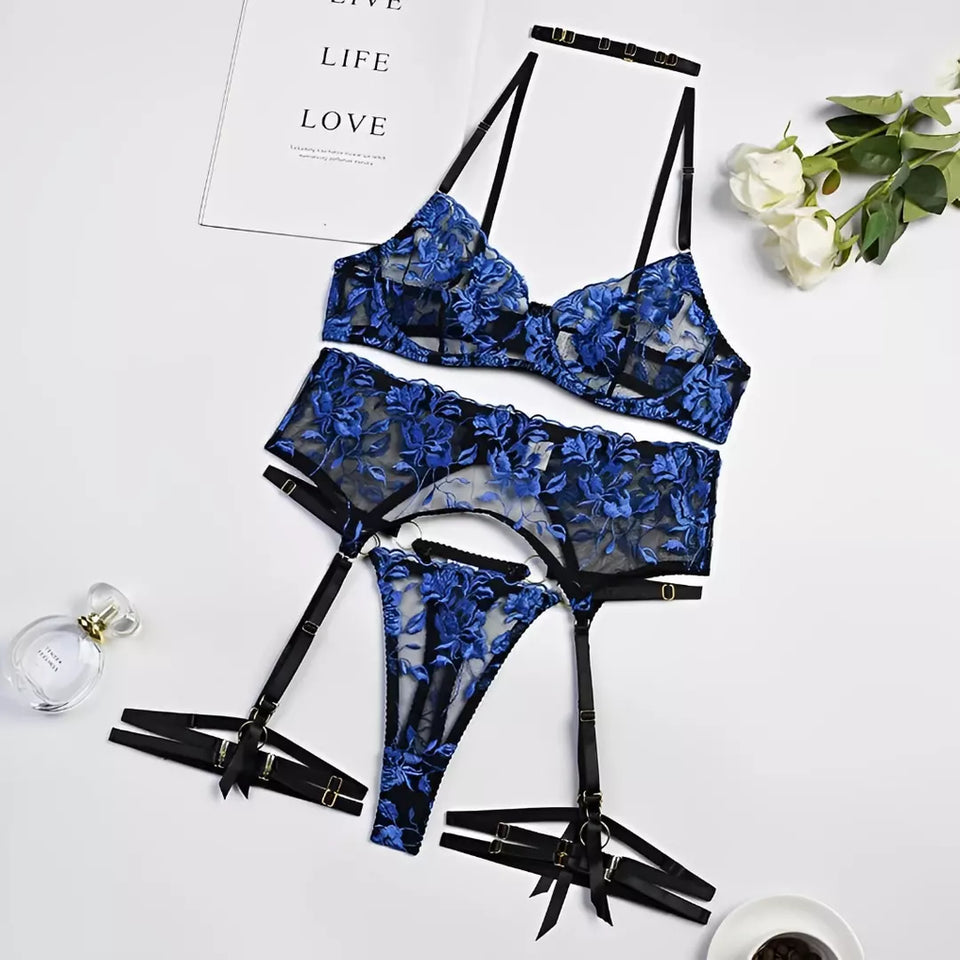 Lingerie com bordado em flores