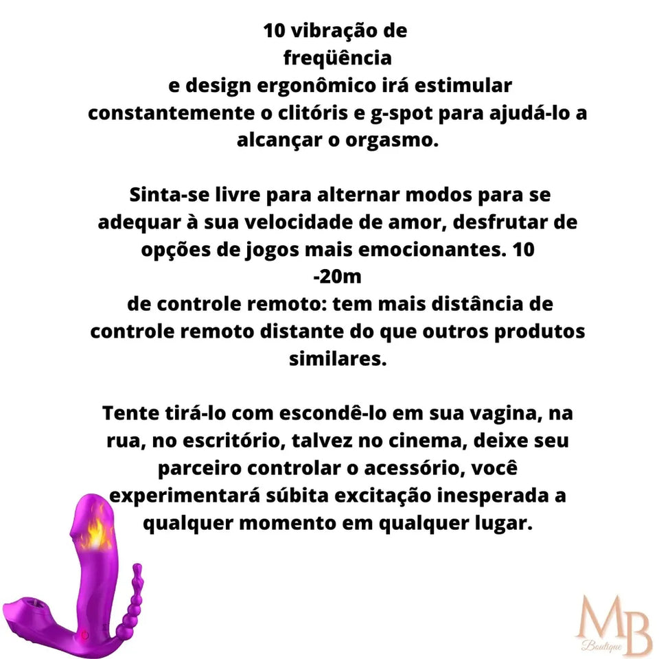 Suck 3 em 1 - Vibrador para Ponto G, ânus e clitóris com controle Remoto a Distância