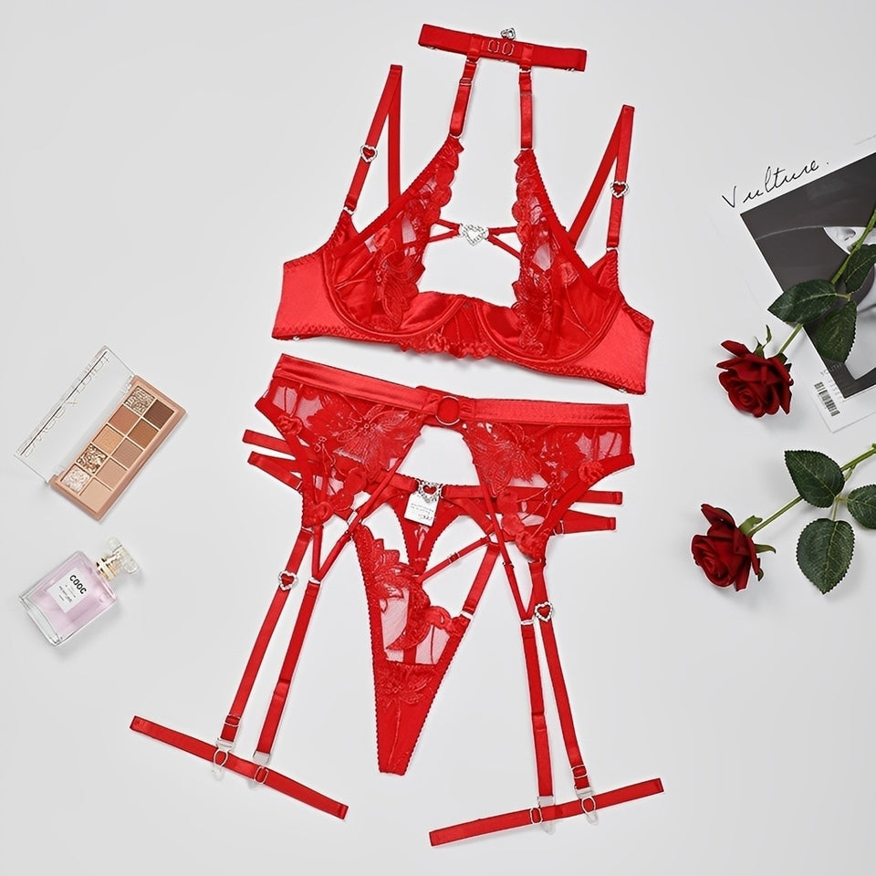 Lingerie com cinta liga e ligas de perna (não acompanha luvas e meias)