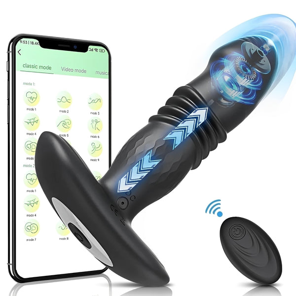 Vibrador anal com 10 modos de vibração (com controle remoto e pelo celular por aplicativo)