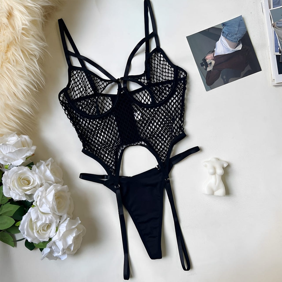 Lingerie Sexy transparente com calcinha fio dental